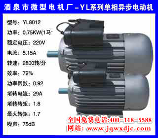 0.75KW ���� YLϵ�е����첽�綯�� YL8012